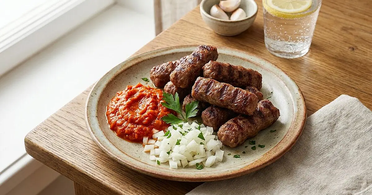 Ćevapi with Ajvar and Onions
